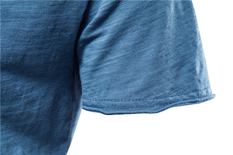 AIOPESON 100% Cotton Men T-shirt V-neck Fashion Design Slim Fit Soild T-shirts Male Tops Tees Short Sleeve T Shirt For Men